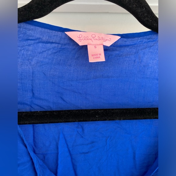 Lilly Pulitzer Bell Sleeve Blue & Pink top Blouse Preppy Women’s Small - Picture 7 of 7